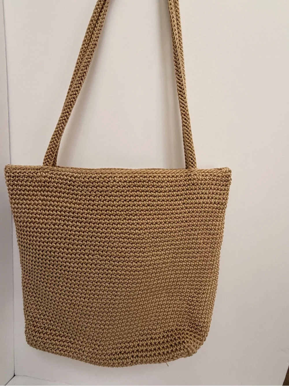 The Sak Tan Crochet Tote Bag with Front Zip Pocket